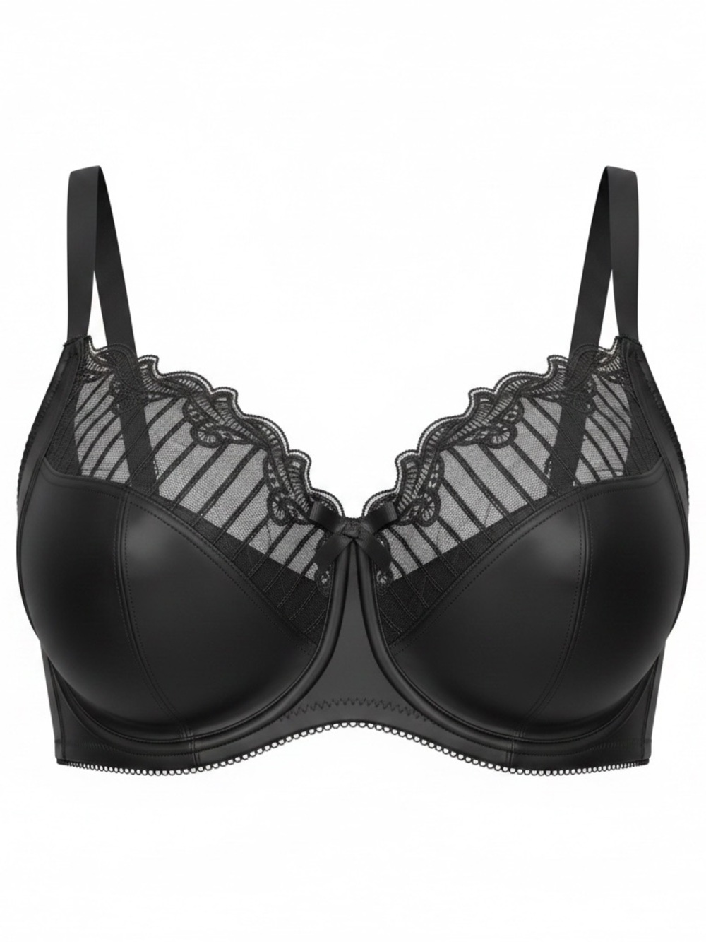 Supportive Lace-Trim Full Coverage Bra - Black